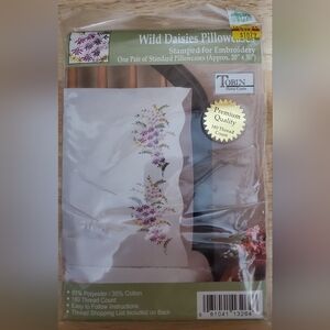 Tobin Home Crafts Wild Daisies Embroidery Pillowcases